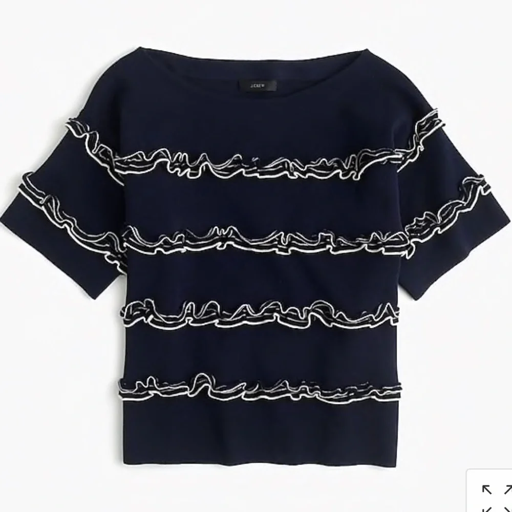J. crew navy ruffle boatneck sweater M